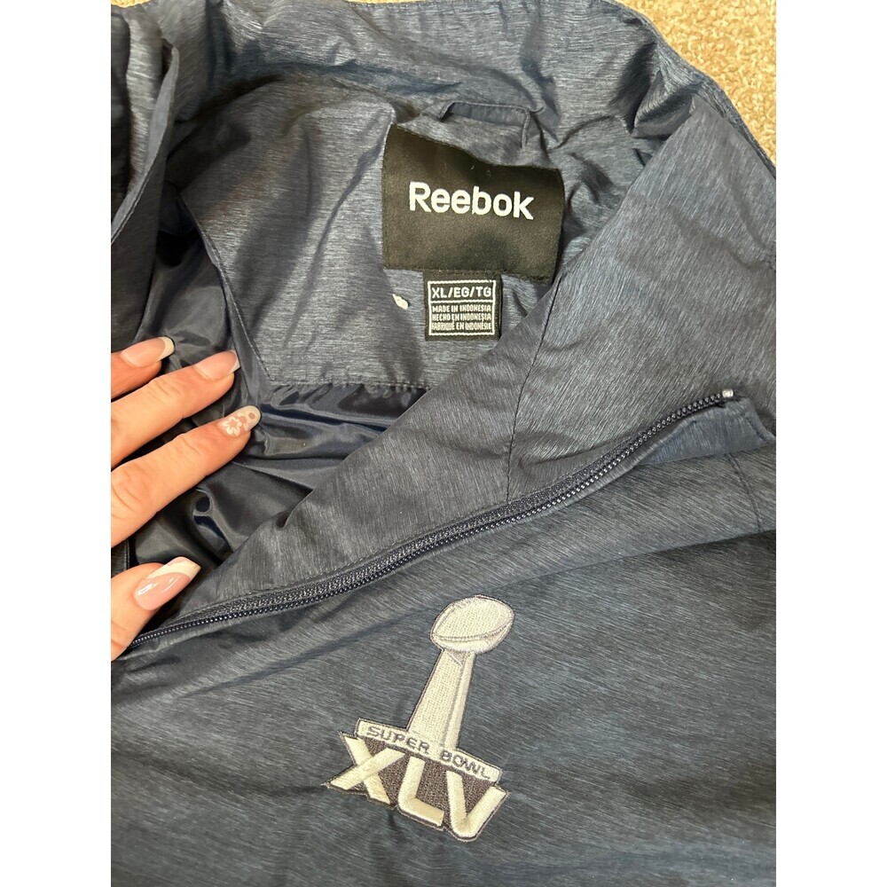 Reebok Texas Blue SUPER BOWL XLV WINDBREAKER JACKET 2/6/2011 SZ XL embroidered - Picture 4 of 10